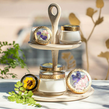 Roman Lavender Medium Pressed Floral Candle