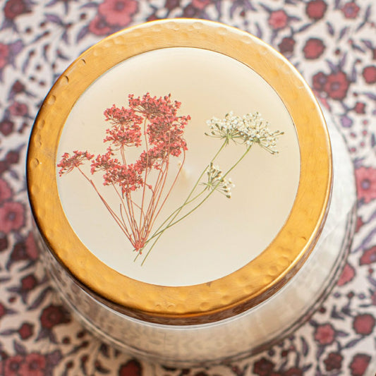 Spicy Apple Medium Pressed Floral Candle