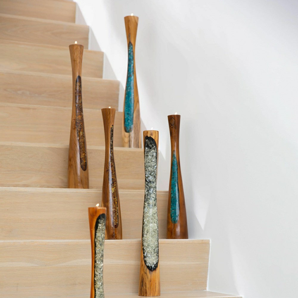 Glass Infused Tall Candleholder