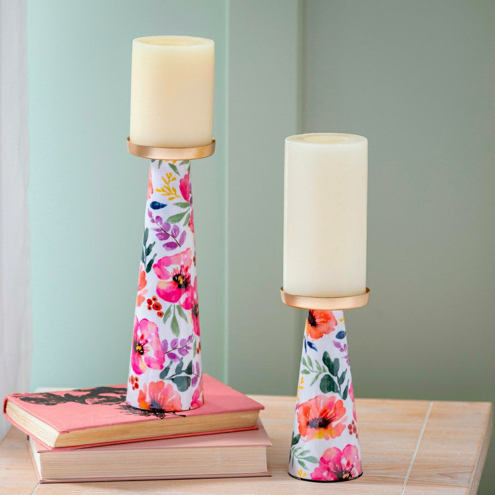 Pastels of Nature Metal Candle Holder Set