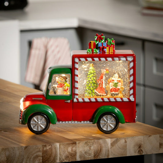 Sugar & Stripes Bright LED Table Decor Santa and Mrs. Claus in Truck P