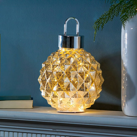 Season to Sparkle LED Table Decor Ornament Shaped Rotating Glass, 12.2
