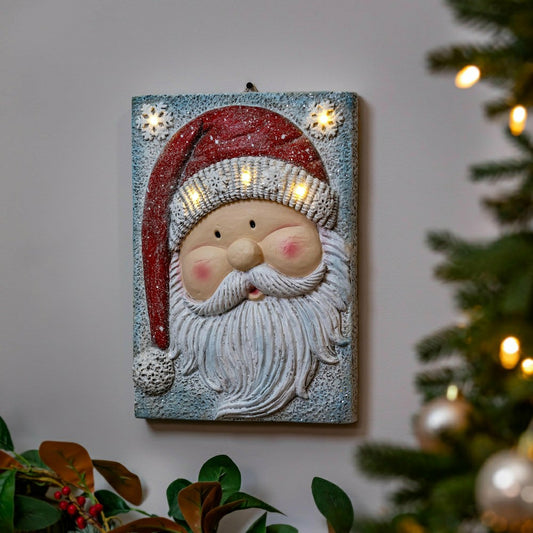 Heartfelt Cheer Indoor Wall Decor, LED MGO Textured Wall, Santa