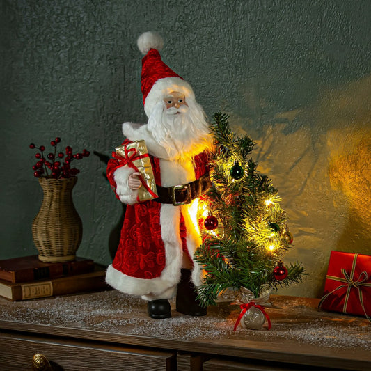 Traditional Santa LED Table Decor Traditional Santa Fabric, 18.75"H