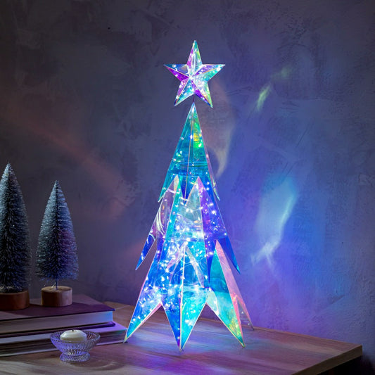 LED Holiday Iridescent Shimmering Tabletop Tree, 21"H