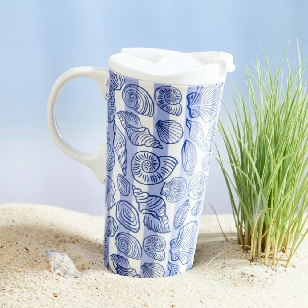 Seaside Retreat Travel Cup Ceramic Perfect Cup, 17oz, Gift Box