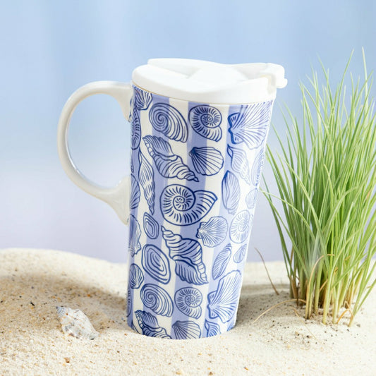 Seaside Retreat Travel Cup Ceramic Perfect Cup, 17oz, Gift Box