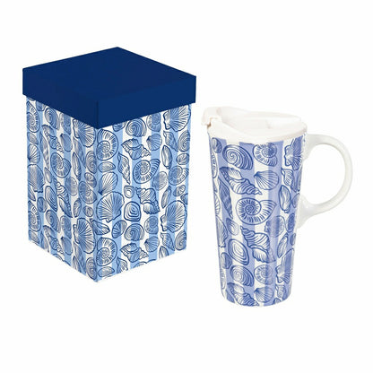 Seaside Retreat Travel Cup Ceramic Perfect Cup, 17oz, Gift Box