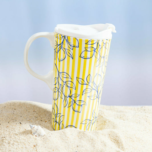 Seaside Retreat Travel Cup Ceramic Perfect Cup, 17oz, Gift Box
