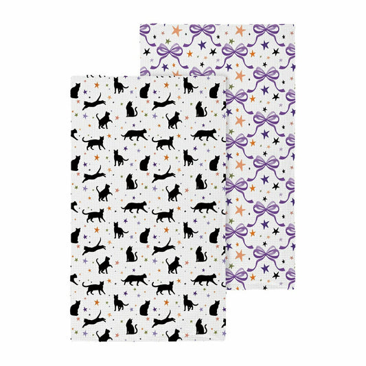 Haunted House Cats and Bows Quick Dry Kitchen Towel, Pet, 30"L x 18"W