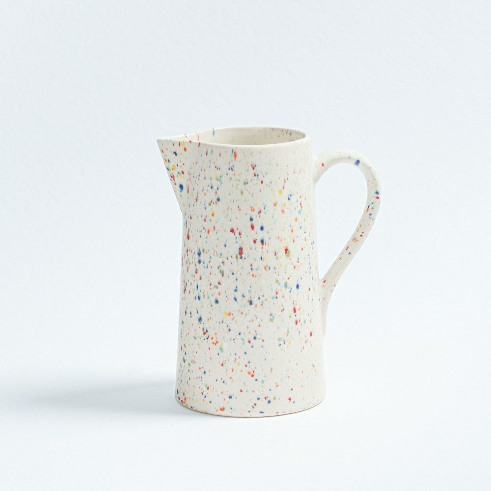 White Stoneware Ceramic Pitcher, 51oz