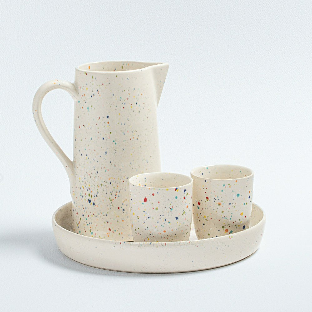 White Stoneware Ceramic Pitcher, 51oz