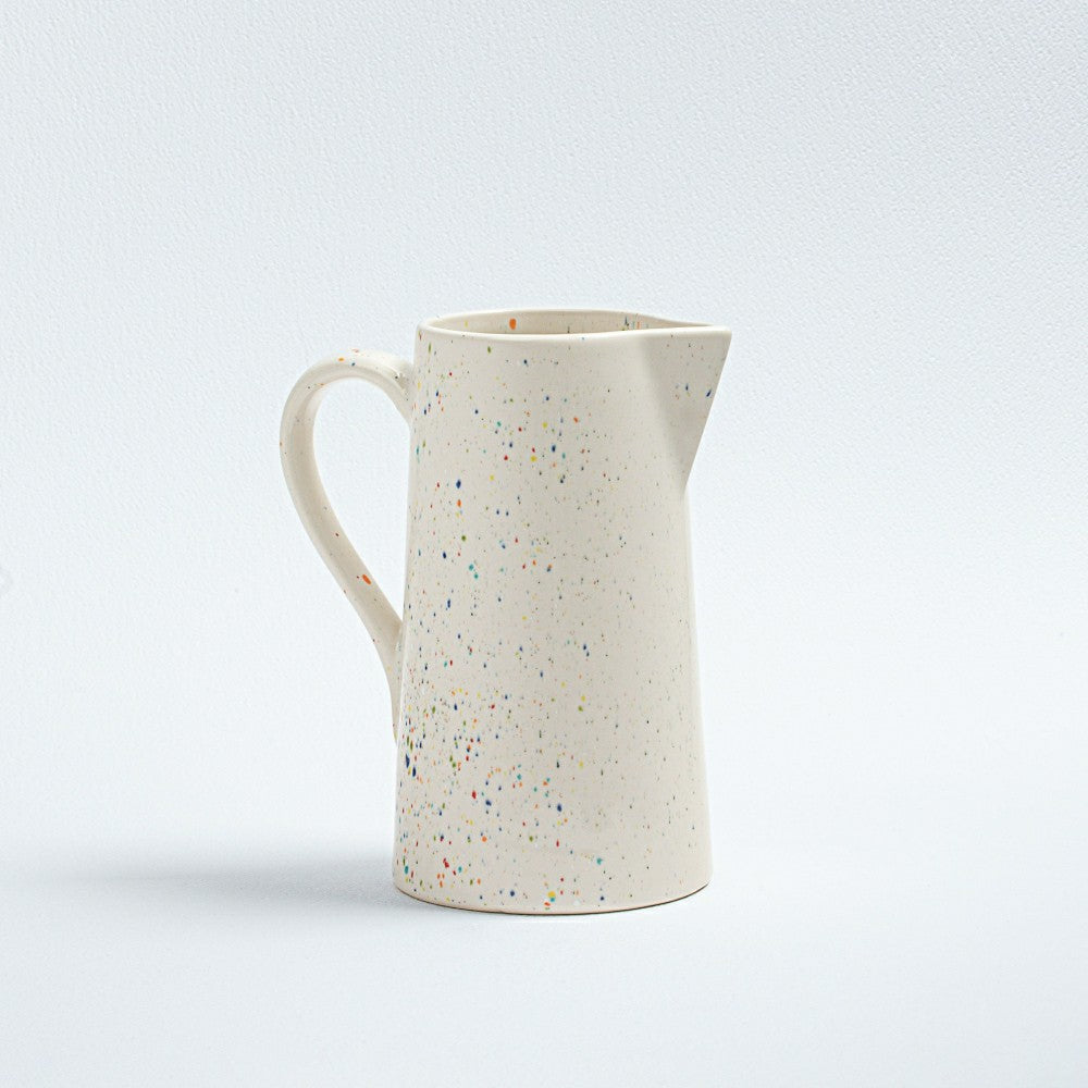White Stoneware Ceramic Pitcher, 51oz