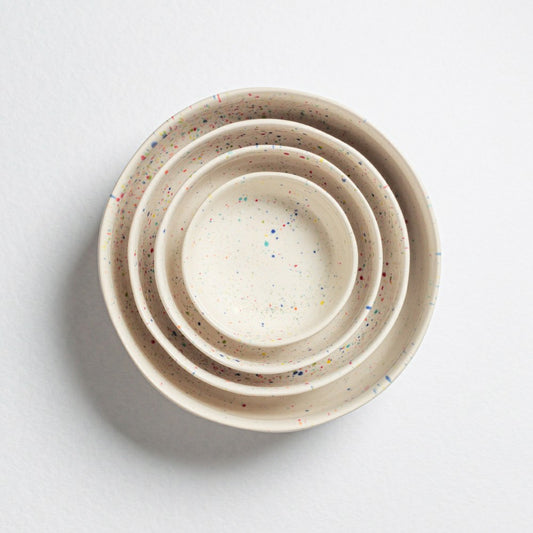 White Stoneware Ceramic Big Bowls, Set of 6