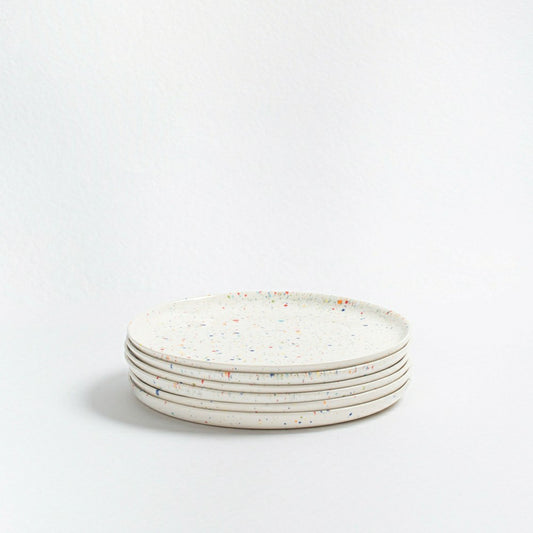 White Stoneware Ceramic Salad Plates, 8.9", Set of 6