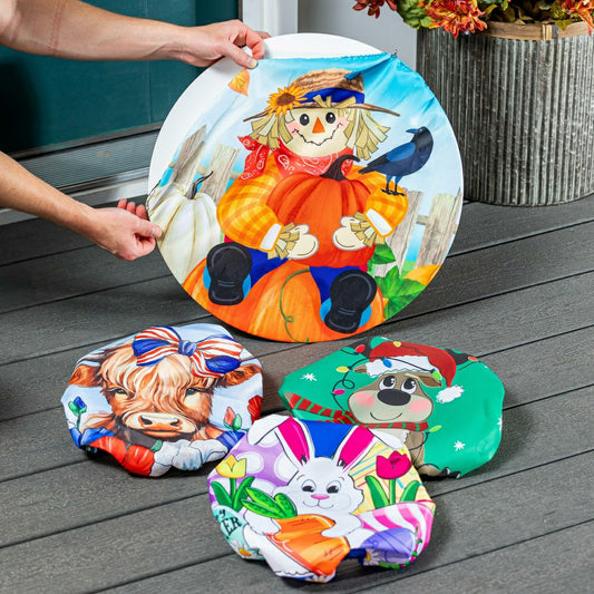 Whimsical Animal and Character, 4-Season Interchangeable Door Decor Se