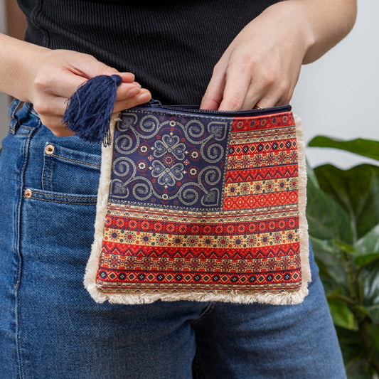 Boho Americana Flag Zipper Pouch