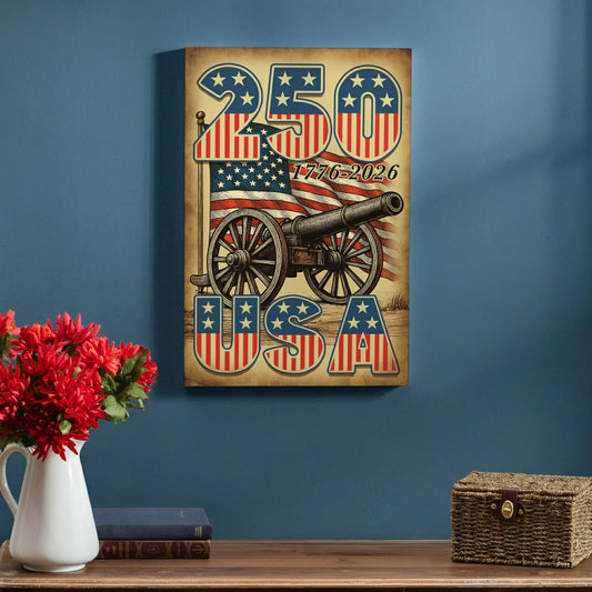 Red White & Bloom Indoor Wood Wall Décor, 250USA, 24"x16"