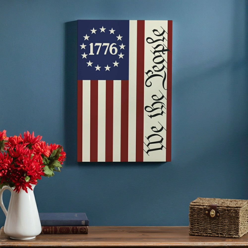 Red White & Bloom Indoor Wood Wall Décor, We The People, 24"x16"