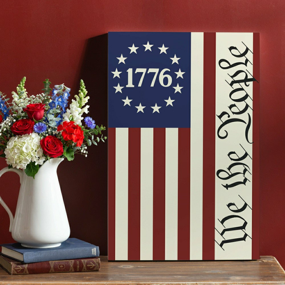 Red White & Bloom Indoor Wood Wall Décor, We The People, 24"x16"