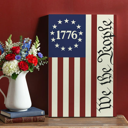 Red White & Bloom Indoor Wood Wall Décor, We The People, 24"x16"