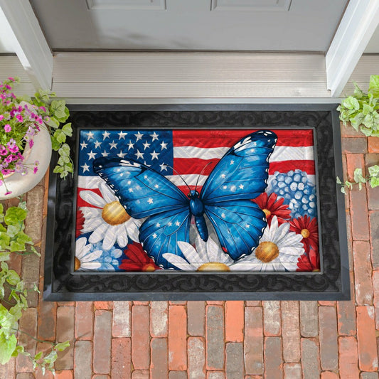 Patriotic Butterfly Embossed Mat