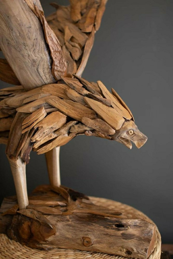 Teakwood Flying Eagle On A Base