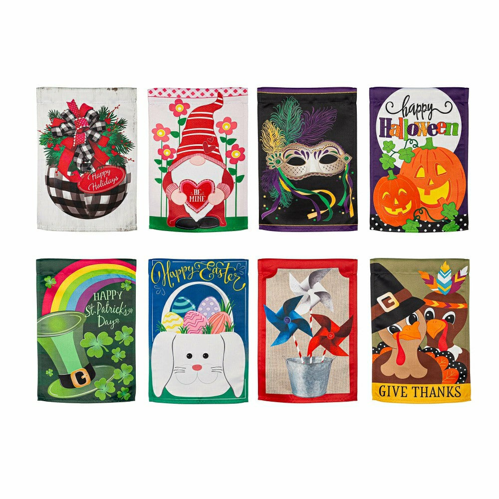 Seasonal Suede Garden Flag Set of 8, Whimsical