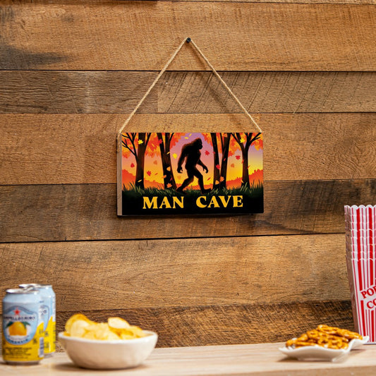 Harvest Bigfoot Hanging Sign, "MAN CAVE", 11"x6"