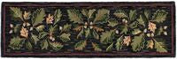 Acorns and Leaves Hooked Wool Rug, 2.5x8'