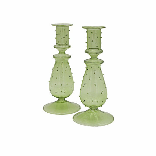 Set of 2 Olive Grove Dotty Candle Holders