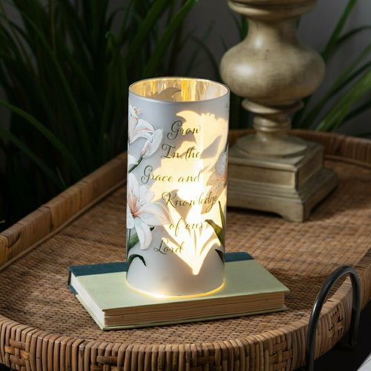 Simple Blessings LED Table Decor Glass Lasercut, 8"H