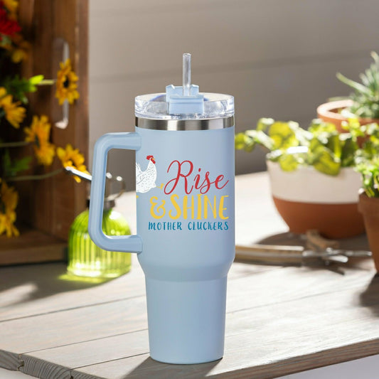 Rise & Shine Chicken Canyon Cup, Double Wall Stainless Steel w/ Straw,