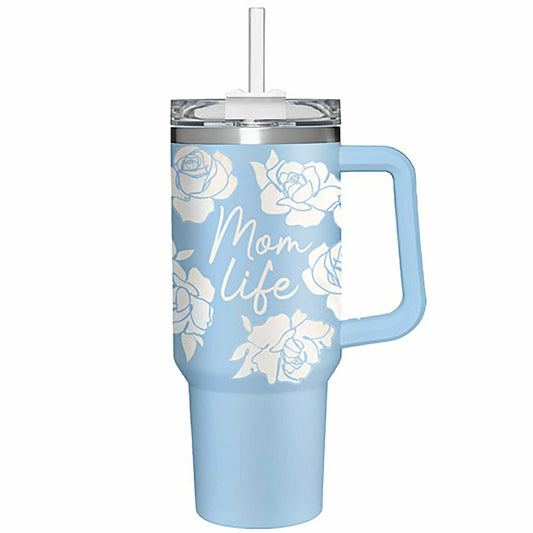 Mom Life Canyon Cup, Double Wall Stainless Steel w/ Straw, 40oz, Gift