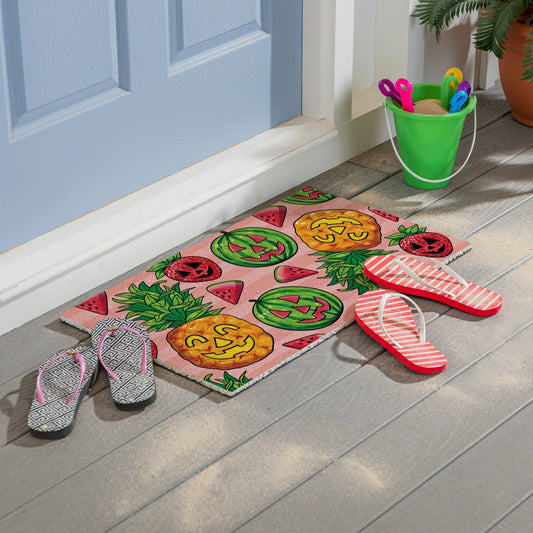 Summerween Tropical Jack O'Lantern PVC Mat, 28"x16”