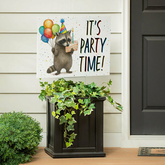 This Calls For Cake Yard Sign with H-Stake, "It‘s Party Time!", 24"x18