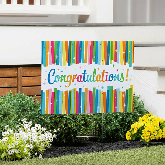 This Calls For Cake Yard Sign with H-Stake, "Congratulations!", 24"x18