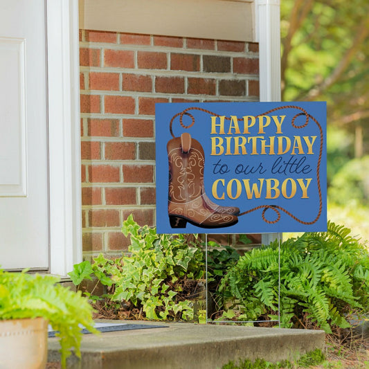 This Calls For Cake Yard Sign with H-Stake, "Happy Birthday to our lit