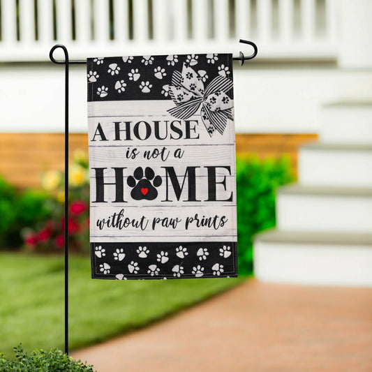 Paw Prints Garden Burlap Flag