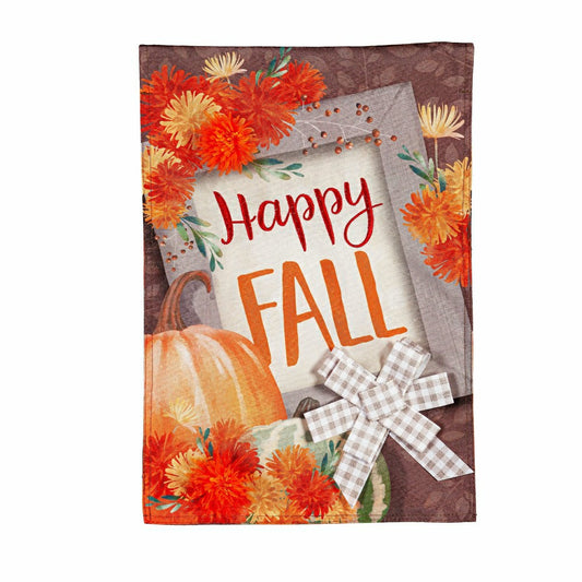 Happy Fall Linen Garden Flag