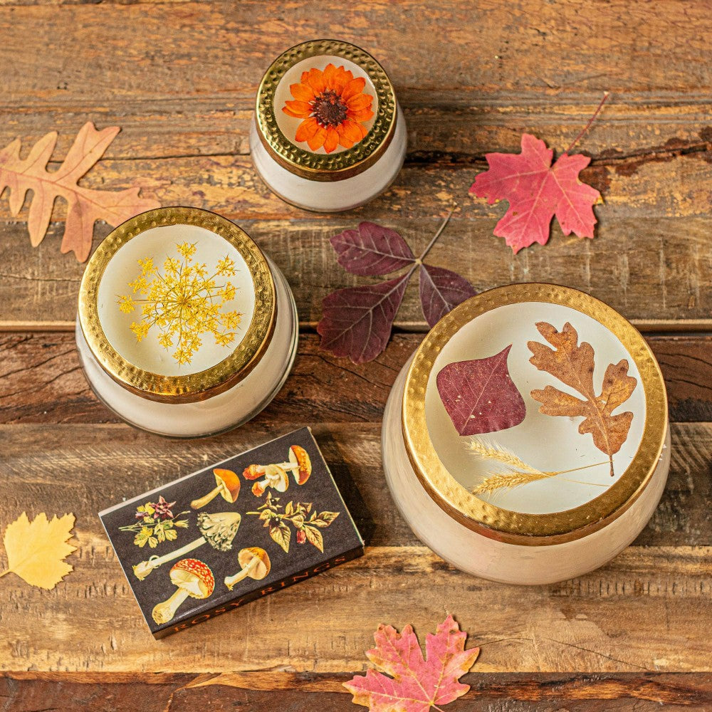 Harvest Pumpkin Large Pressed Floral Candle