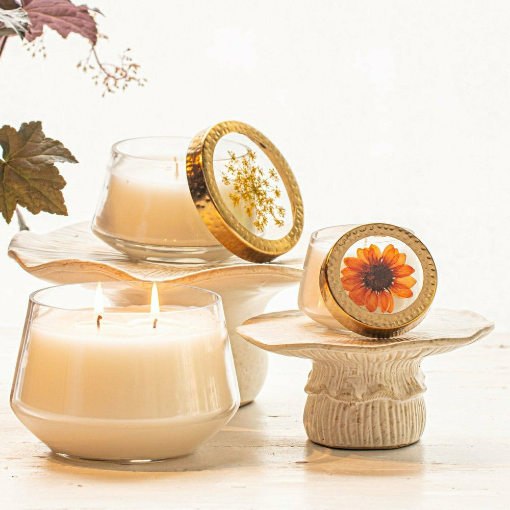 Harvest Pumpkin Large Pressed Floral Candle