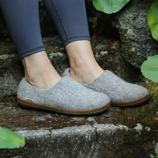 Womens Victoria Wool House Shoe with Rubber Sole