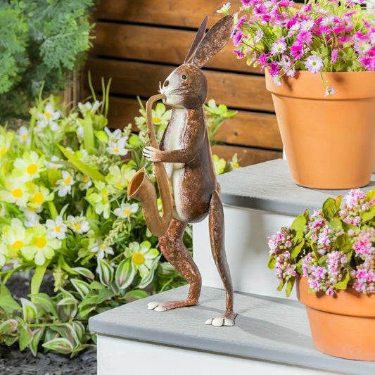 Saxophone Rabbit Garden Statue