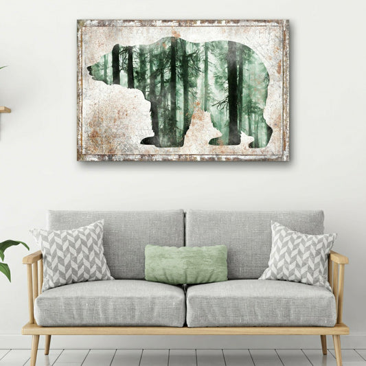 Animals Forest Bear Birch Canvas Wall Art