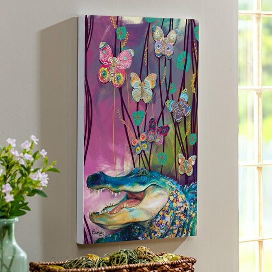 Seaside Retreat Indoor Wood Wall Décor, Alligator, 24"x16"
