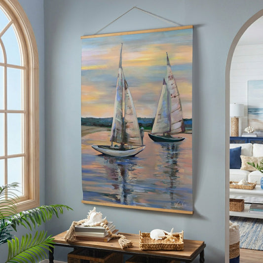 Seaside Retreat Indoor Wall Décor Canvas Tapestry, Sail Boats