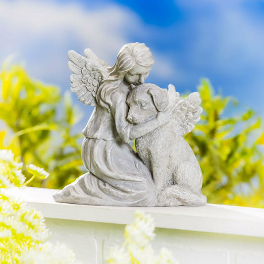 Memorial Angel’s Comfort Dog Resin Statuary, 8.5"H