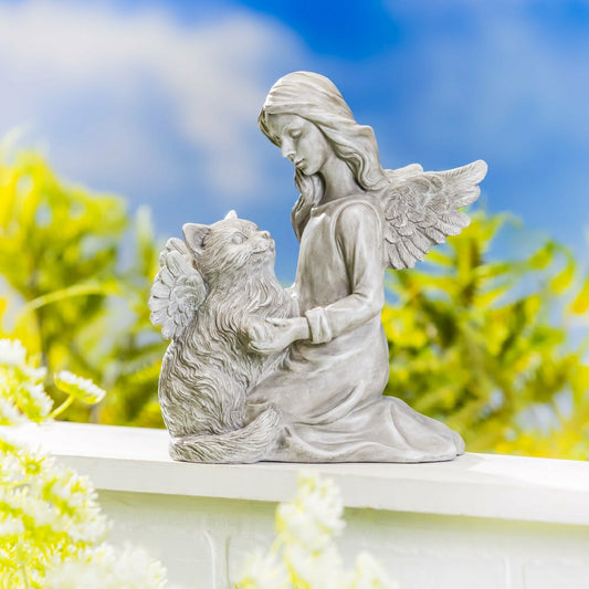 Memorial Angel’s Comfort Cat Resin Statuary, 8.5"H