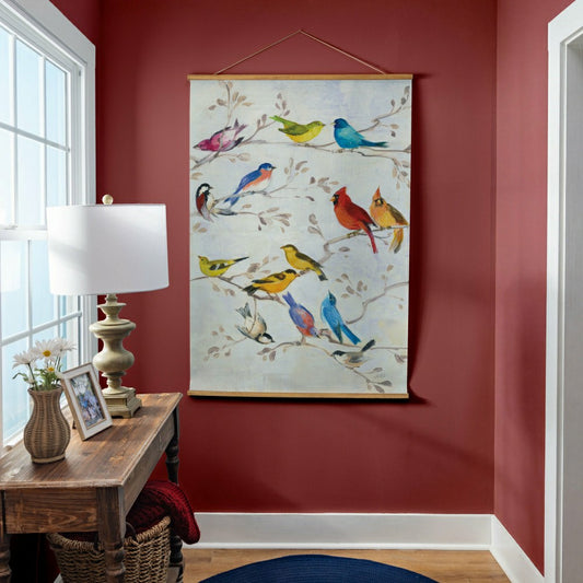 Cottage Garden Indoor Wall Décor Canvas Tapestry, Birds on Branches